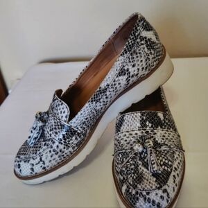 Preston & York Black and White Snakeskin Loafers